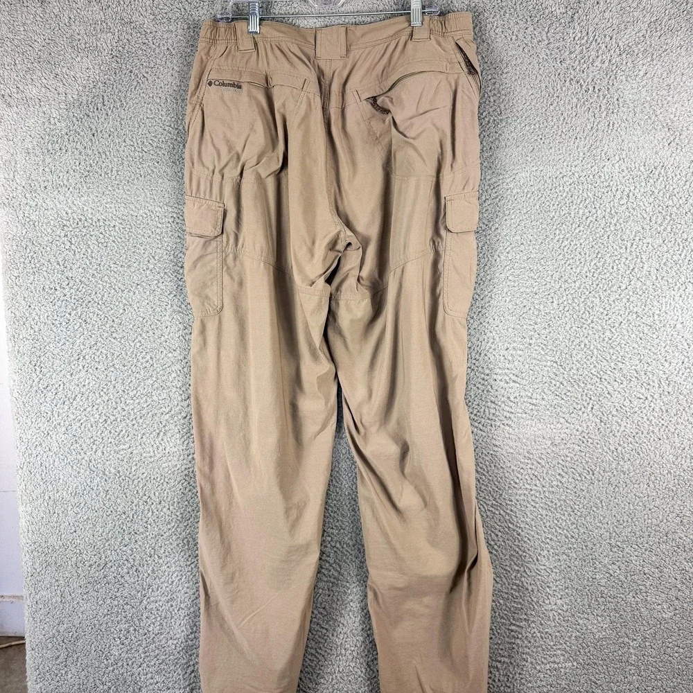 Columbia Pants Mens Medium 32L Khaki Titanium Omni-Shield Hiking Cargo‎ 34x32
